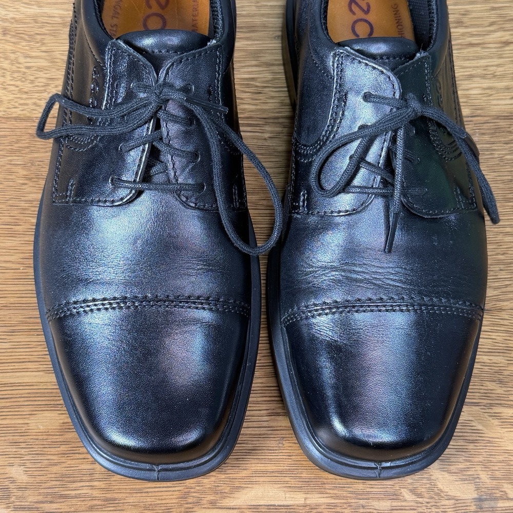 ECCO Helsinki Black Leather Oxford Dress Shoes Size 40 EU 6-6.5 US Excellent - Picture 3 of 11